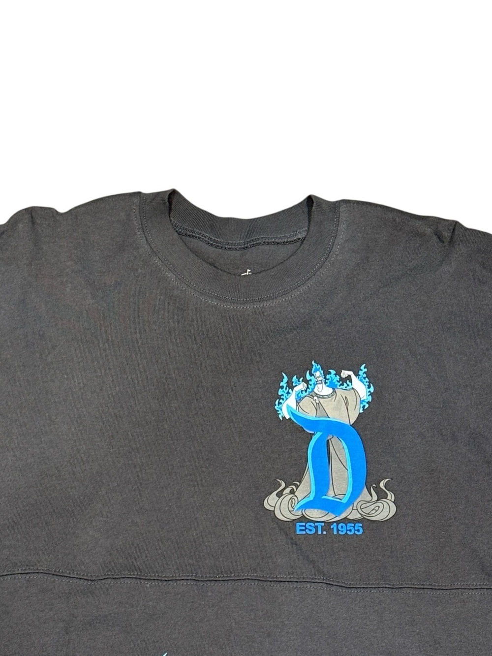 Disney Parks WDW Hades Hercules Villain Blue Flame Spirit Jersey Gray Sz S - Picture 4 of 7